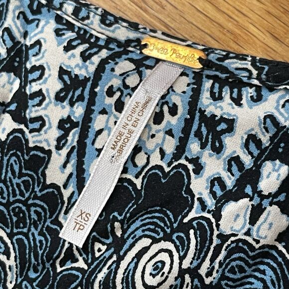 FREE PEOPLE Mexicali Rose Smocked Waist Maxi Dress Blue Size XS Boho Bohemian - Picture 14 of 16